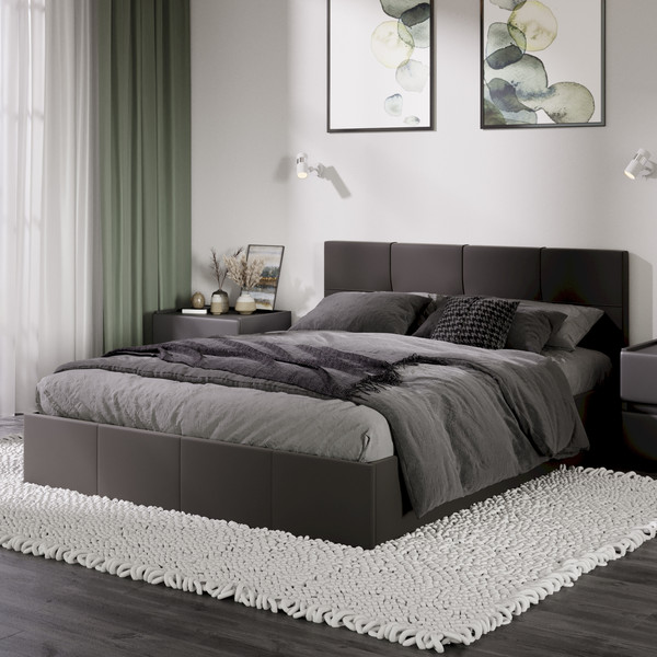 Изображение товара Двуспальная кровать ТриЯ Эмма с ПМ 160x200 (велюр Confetti Stone)