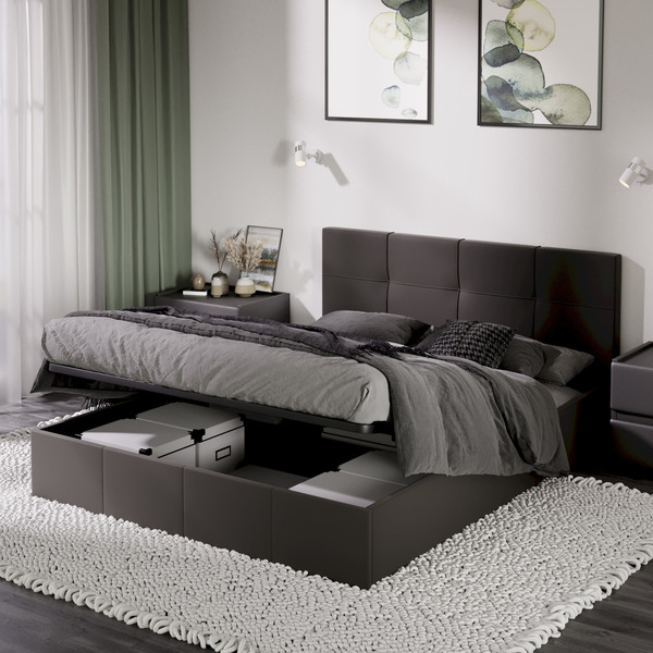 Изображение товара Двуспальная кровать ТриЯ Эмма с ПМ 160x200 (велюр Confetti Stone)