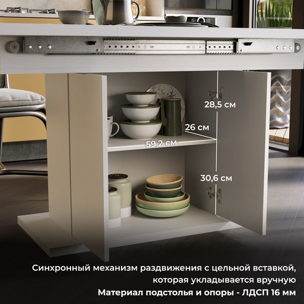 Изображение товара Обеденный стол ТриЯ Детройт тип 1 (белый/белый)