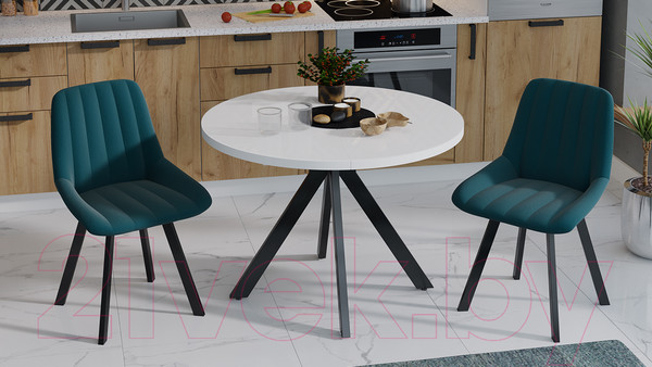 Изображение товара Обеденный стол ТриЯ Стокгольм тип 1 (черный муар/стекло глянцевое белое)