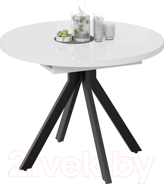 Изображение товара Обеденный стол ТриЯ Стокгольм тип 1 (черный муар/стекло глянцевое белое)