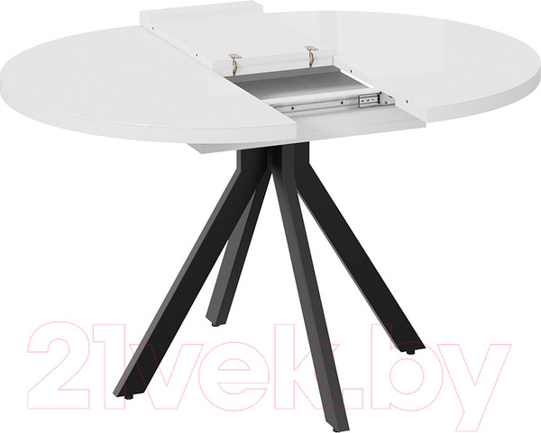 Изображение товара Обеденный стол ТриЯ Стокгольм тип 1 (черный муар/стекло глянцевое белое)