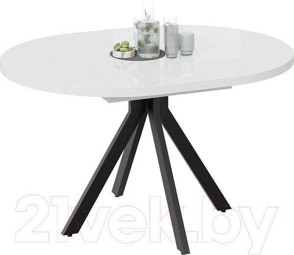 Изображение товара Обеденный стол ТриЯ Стокгольм тип 1 (черный муар/стекло глянцевое белое)