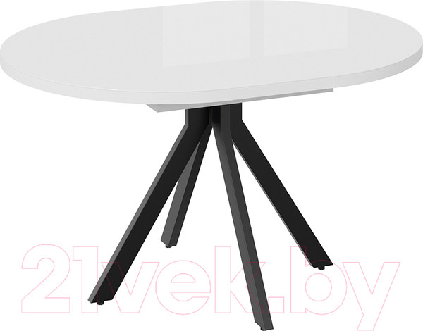 Изображение товара Обеденный стол ТриЯ Стокгольм тип 1 (черный муар/стекло глянцевое белое)