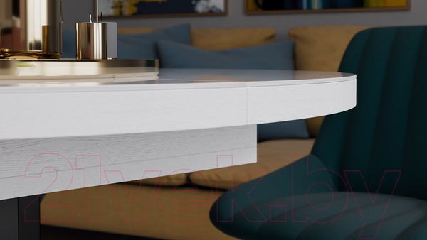 Изображение товара Обеденный стол ТриЯ Стокгольм тип 1 (черный муар/стекло глянцевое белое)