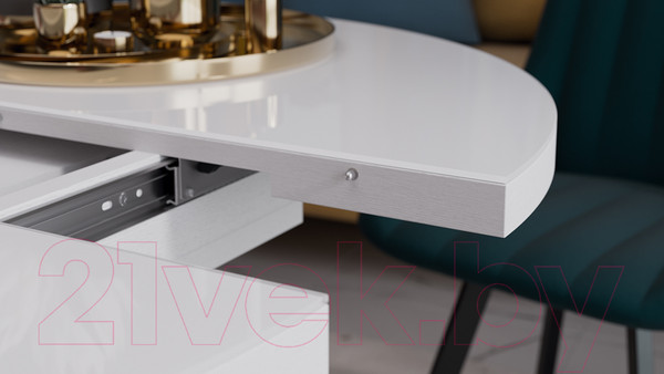 Изображение товара Обеденный стол ТриЯ Стокгольм тип 1 (черный муар/стекло глянцевое белое)