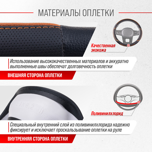 Изображение товара Оплетка на руль Skyway Combo 5 M / S01102335 (черный/оранжевый)