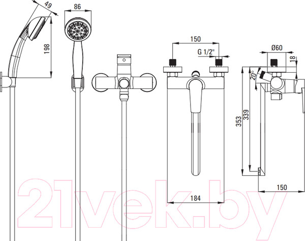 Изображение товара Смеситель Deante Tubo BUT 057M