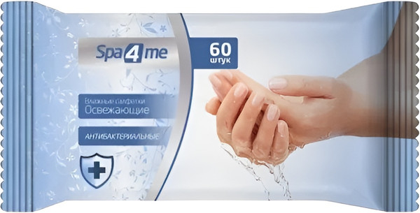 Изображение товара Влажные салфетки Spa4me Антибактериальные дорожные (60шт)