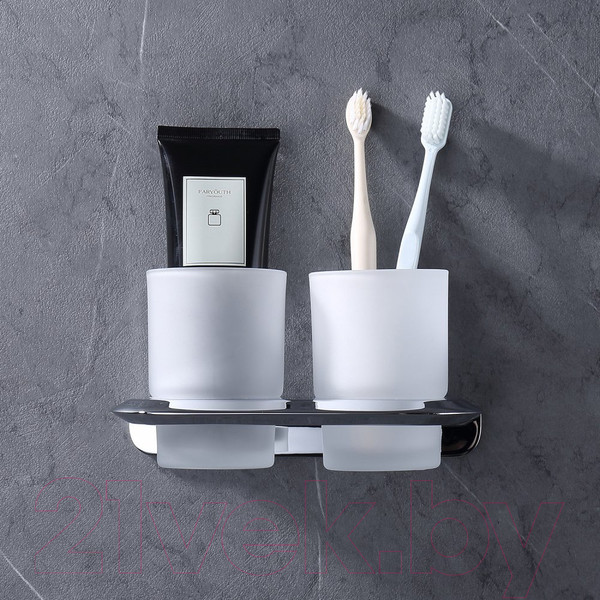 Изображение товара Набор стаканов для зубной щетки и пасты Abber Nord AA1557 (хром)