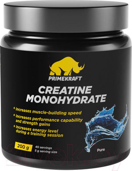 Изображение товара Креатин Prime Kraft Monohydrate Micronized 100% Pure (200г, без вкуса, банка)