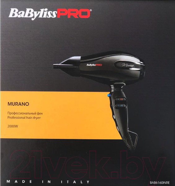 Изображение товара Профессиональный фен BaByliss Pro Murano Ionic Compact / BAB6160INRE