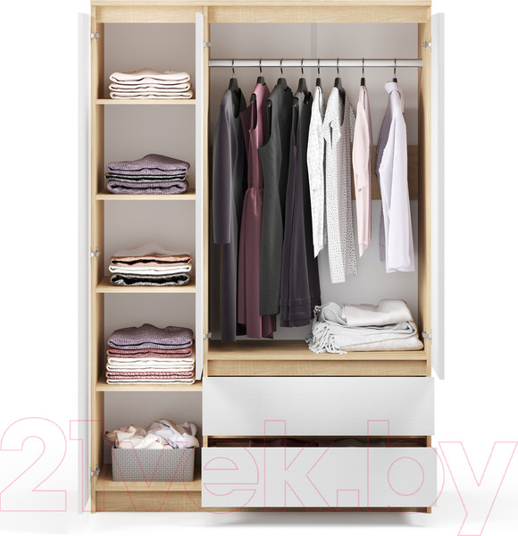 Изображение товара Шкаф Soma ШК-3 (дуб сонома/белый)