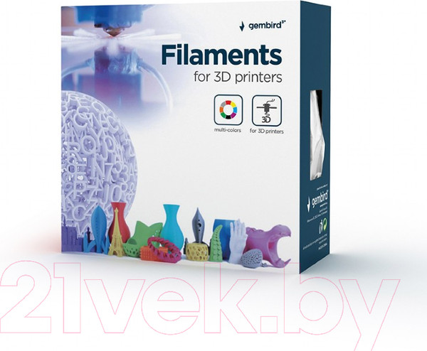 Изображение товара Пластик для 3D-печати Gembird PLA / 3DP-PLA-SK-01-ICE (1.75мм, 1кг, Ice Blue)