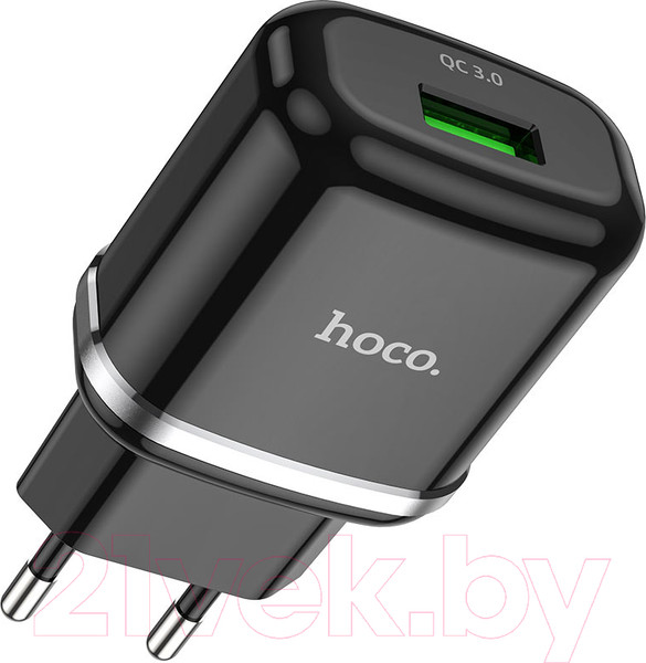 Изображение товара Адаптер питания сетевой Hoco N3 QC3.0 USB 1xUSB-А / 6931474729347 (черный)