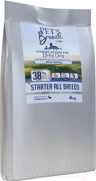 Изображение товара Сухой корм для собак Pet's Brunch Starter для щенков и кормящих с говядиной (4кг)