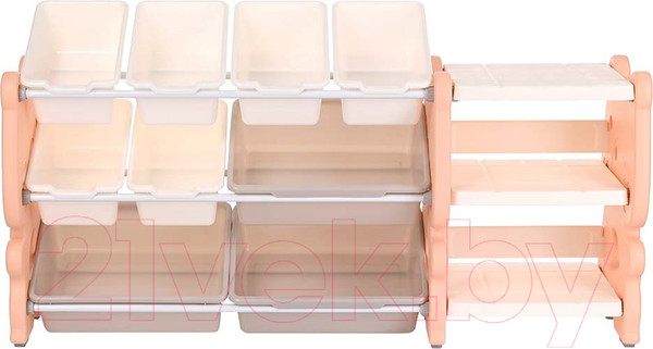 Изображение товара Стеллаж Pituso Медвежонок с ящиками / L-XXSNJ13 (розовый/персик)