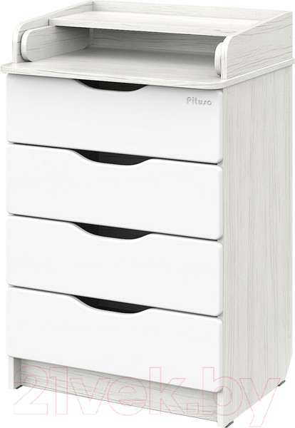 Изображение товара Комод пеленальный Pituso Сириус Wood 604 ПВХ (с шариковыми направляющими, древесина белая)