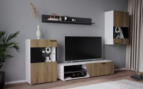 Изображение товара Горка для гостиной Interline Neo-6 без подсветки (белый/дуб вотан)