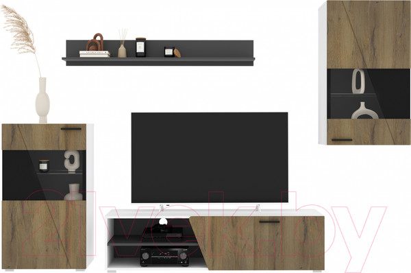 Изображение товара Горка для гостиной Interline Neo-6 без подсветки (белый/дуб вотан)