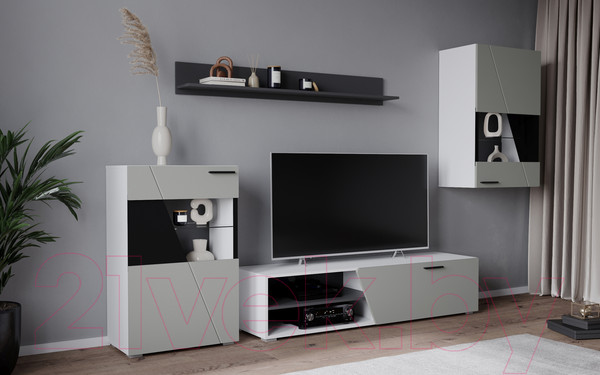 Изображение товара Горка для гостиной Interline Neo-6 без подсветки (белый платинум/грей)