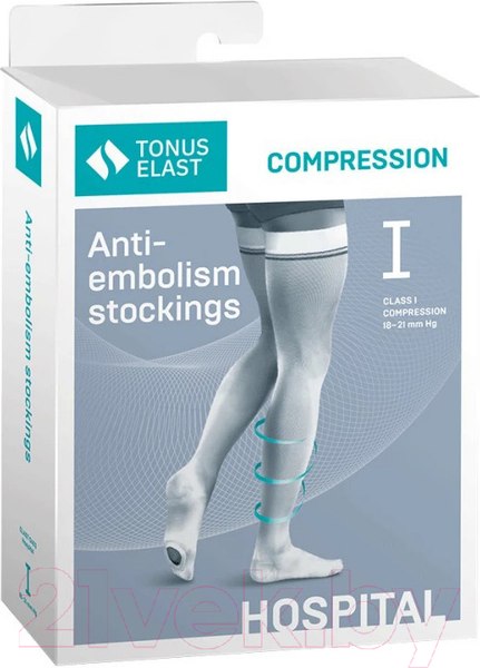 Изображение товара Чулки компрессионные Tonus Elast 0403 Hospital Антиэмболические 1кл (р.4/рост 2, белый)