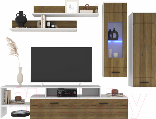 Изображение товара Горка Интерлиния Neo-7 с подсветкой (белый/дуб вотан)