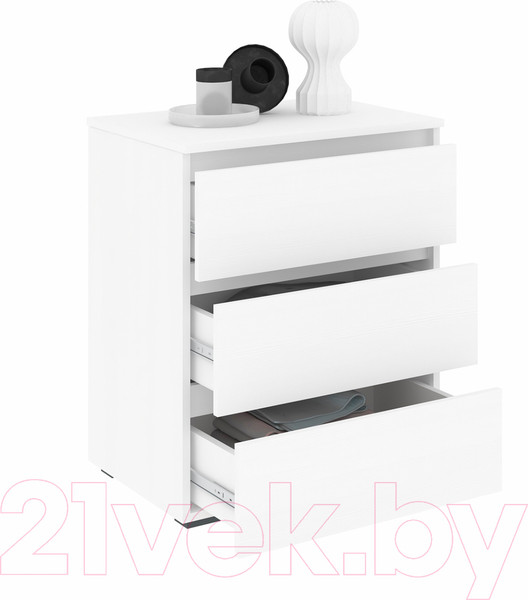 Изображение товара Комод Кортекс-мебель Бари 60 3ш (белый/белый/белый)