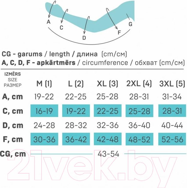 Изображение товара Рукав компрессионный Tonus Elast 0403-01 Lux 2 К.К (M, карамельный)