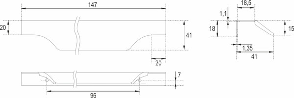 Изображение товара Ручка для мебели Boyard Al Wing RT114BL.1/96/150
