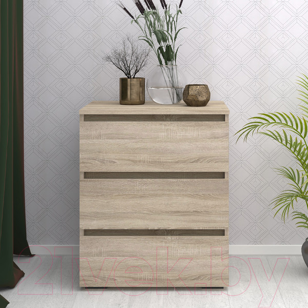 Изображение товара Комод Кортекс-мебель Бари 60 3ш (дуб сонома/дуб сонома/дуб сонома)