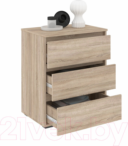 Изображение товара Комод Кортекс-мебель Бари 60 3ш (дуб сонома/дуб сонома/дуб сонома)