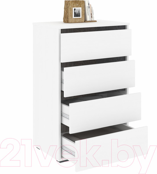 Изображение товара Комод Кортекс-мебель Бари 60 4ш (белый/белый/береза)