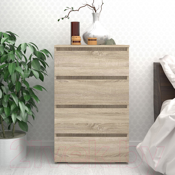 Изображение товара Комод Кортекс-мебель Бари 60 4ш (дуб сонома/дуб сонома/дуб сонома)