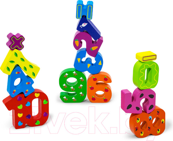 Изображение товара Развивающий игровой набор Alatoys Балансир-башня. Цифры / БШ04