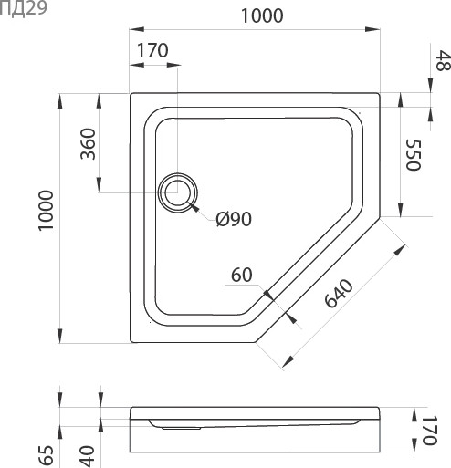 Изображение товара Душевой поддон Triton ПД29 ДК 100x100