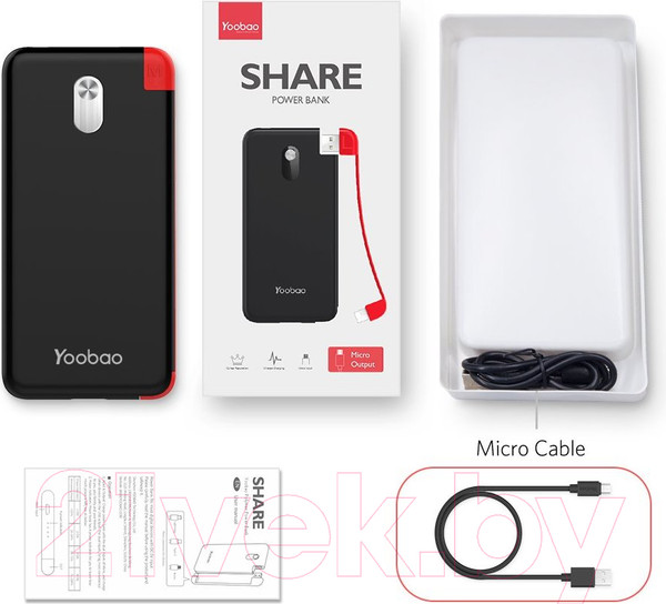 Изображение товара Портативное зарядное устройство Yoobao Power Bank S10k Micro (черный)