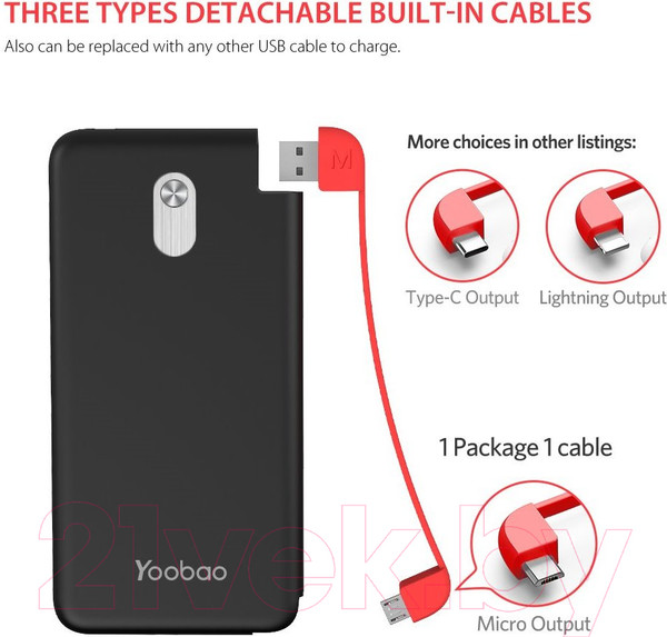 Изображение товара Портативное зарядное устройство Yoobao Power Bank S10k Micro (черный)