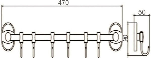 Изображение товара Крючок для ванной РМС A5026