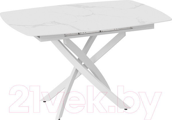Изображение товара Обеденный стол ТриЯ Манхеттен Т1 (белый муар/стекло матовое белый мрамор)