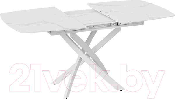 Изображение товара Обеденный стол ТриЯ Манхеттен Т1 (белый муар/стекло матовое белый мрамор)