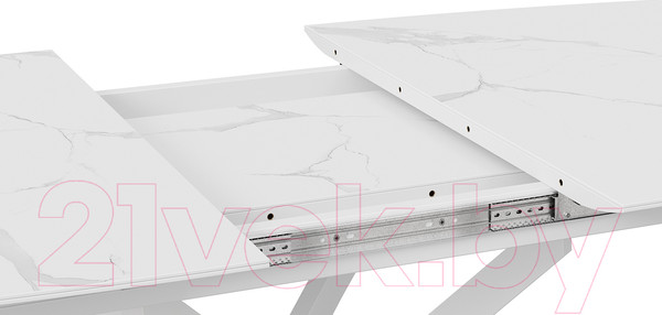 Изображение товара Обеденный стол ТриЯ Манхеттен Т1 (белый муар/стекло матовое белый мрамор)