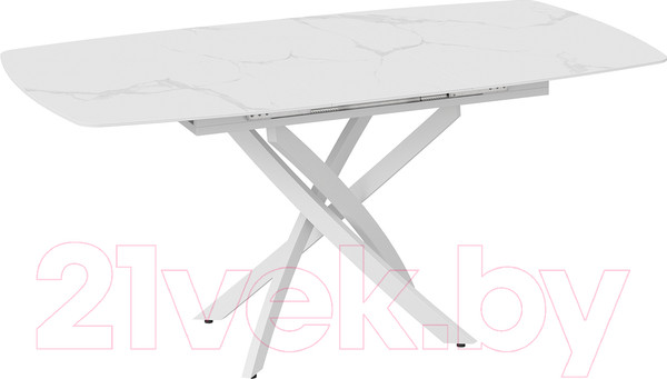 Изображение товара Обеденный стол ТриЯ Манхеттен Т1 (белый муар/стекло матовое белый мрамор)