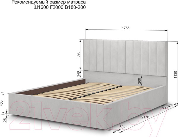 Изображение товара Двуспальная кровать Аквилон Рица-1 18 ПМ (веллюкс сильвер)