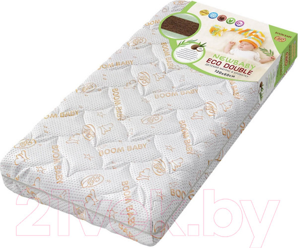Изображение товара Матрас в кроватку Boom Baby NewBaby Eco Double 11x60x119 / NB-12/Ст (стеганный трикотаж)