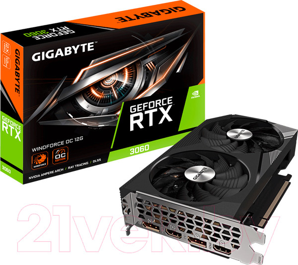 Изображение товара Видеокарта Gigabyte Gigabyte RTX 3060 Windforce OC 12G (GV-N3060WF2OC-12GD 2.0)