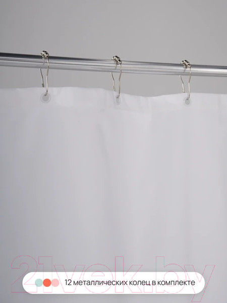 Изображение товара Шторка-занавеска для ванны Home One Linen 180x200 / 412877 (белый)