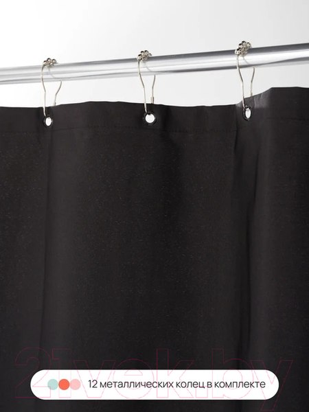 Изображение товара Шторка-занавеска для ванны Home One Linen 180x200 / 412878 (черный)