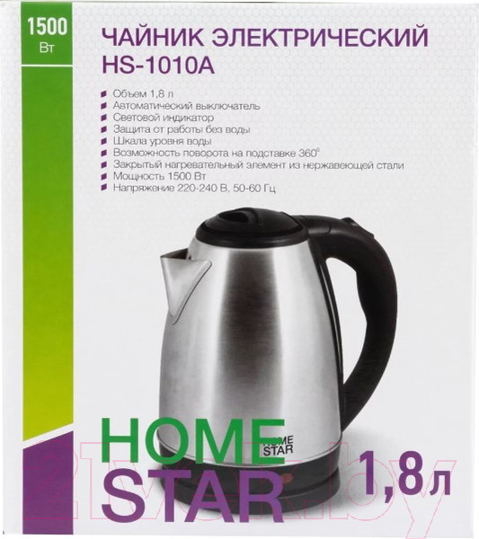 Изображение товара Электрочайник HomeStar HS-1010A (стальной)