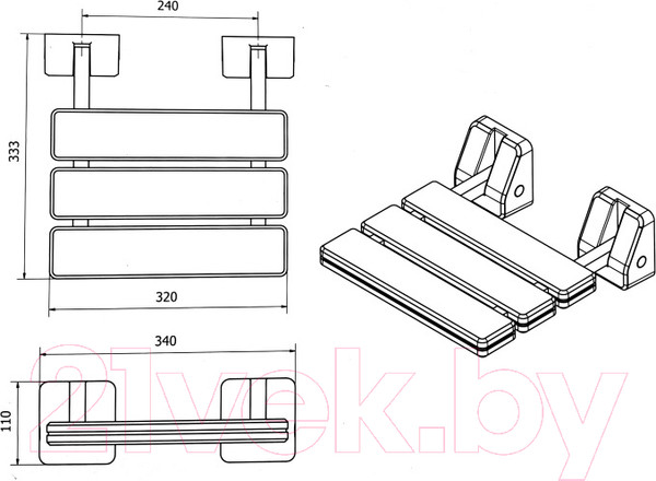 Изображение товара Сиденье для душа Bisk Duo Pro 07623 (белый)